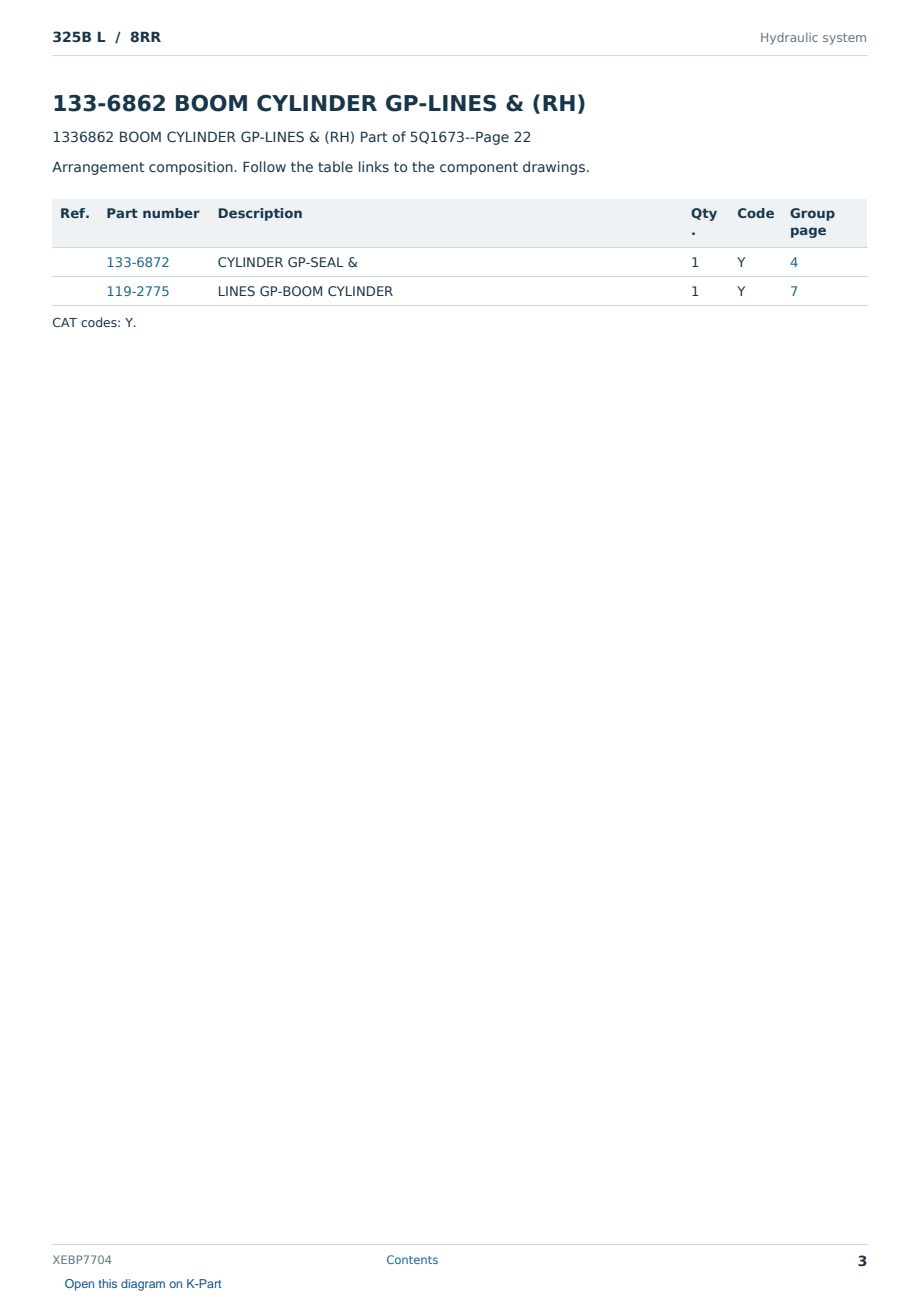 Caterpillar 325B L S/N 8RR Partsbook XEBP7704 (English) - sample page 3 of 10 Caterpillar 325B L S/N 8RR Partsbook XEBP7704 (English) - sample page 3 of 10