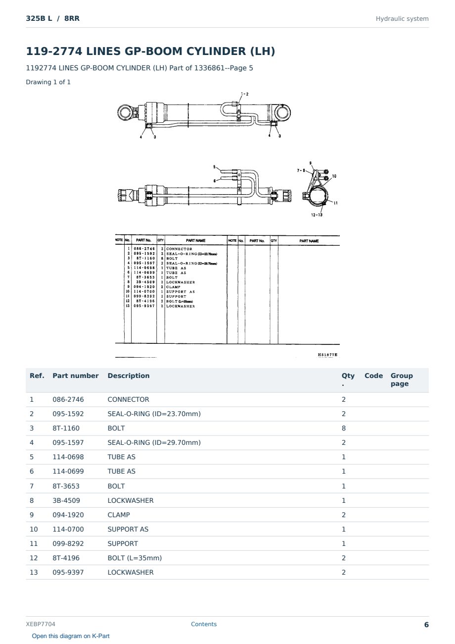 Caterpillar 325B L S/N 8RR Partsbook XEBP7704 (English) - sample page 6 of 10 Caterpillar 325B L S/N 8RR Partsbook XEBP7704 (English) - sample page 6 of 10