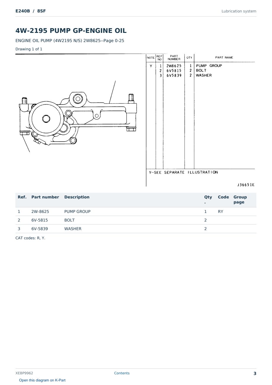 Caterpillar E240B S/N 8SF Partsbook XEBP9962 (English) - sample page 3 of 10 Caterpillar E240B S/N 8SF Partsbook XEBP9962 (English) - sample page 3 of 10