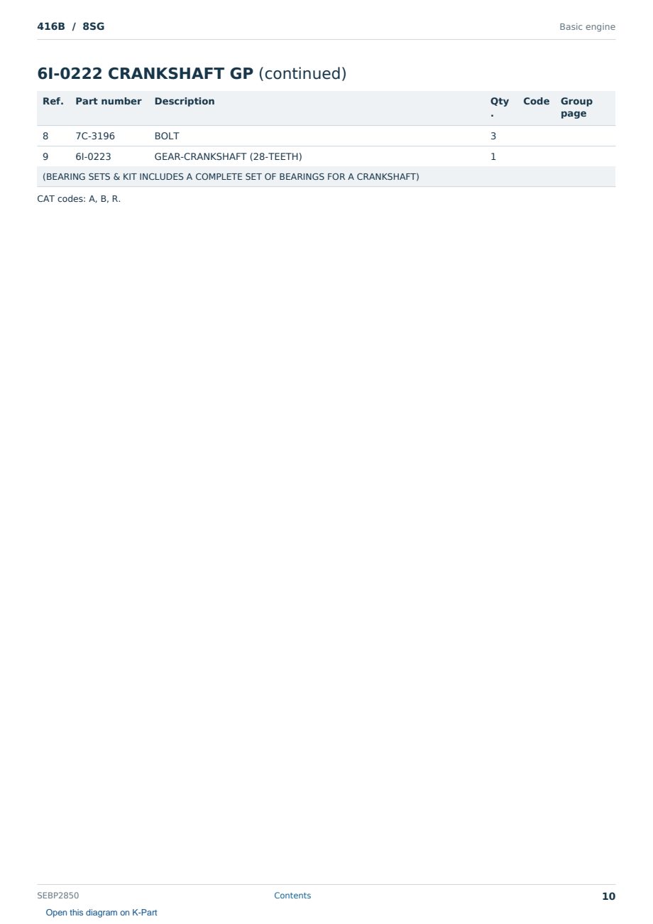 Caterpillar 416B S/N 8SG Partsbook SEBP2850 (English) - sample page 10 of 10 Caterpillar 416B S/N 8SG Partsbook SEBP2850 (English) - sample page 10 of 10