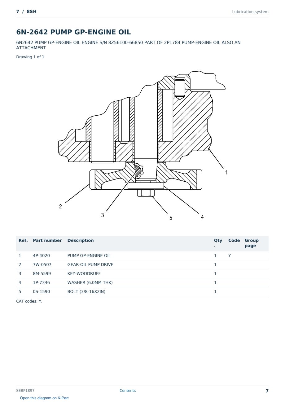 Caterpillar 7 S/N 8SH Partsbook SEBP1897 (English) - sample page 7 of 10 Caterpillar 7 S/N 8SH Partsbook SEBP1897 (English) - sample page 7 of 10