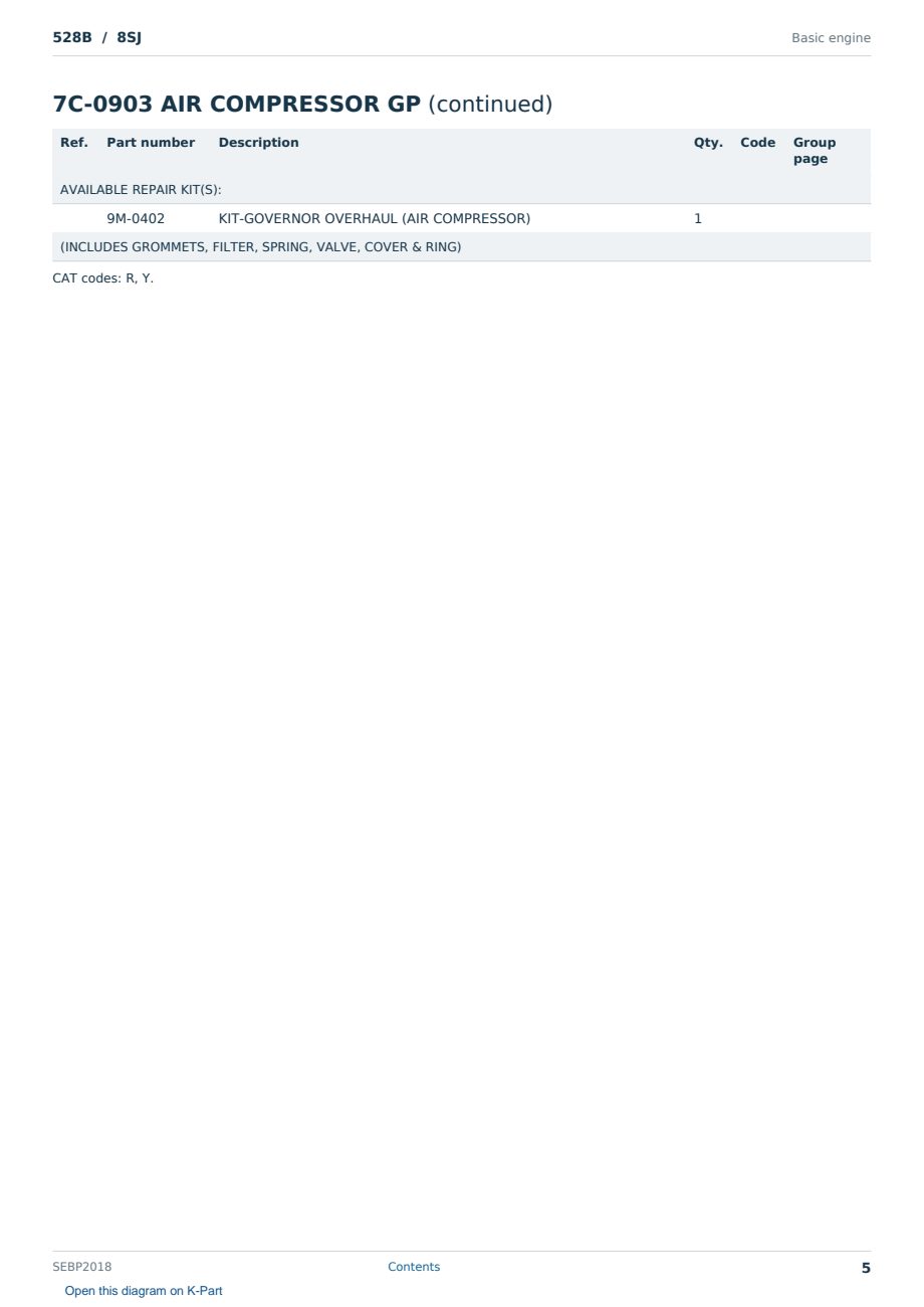 Caterpillar 528B S/N 8SJ Partsbook SEBP2018 (English) - sample page 5 of 10 Caterpillar 528B S/N 8SJ Partsbook SEBP2018 (English) - sample page 5 of 10