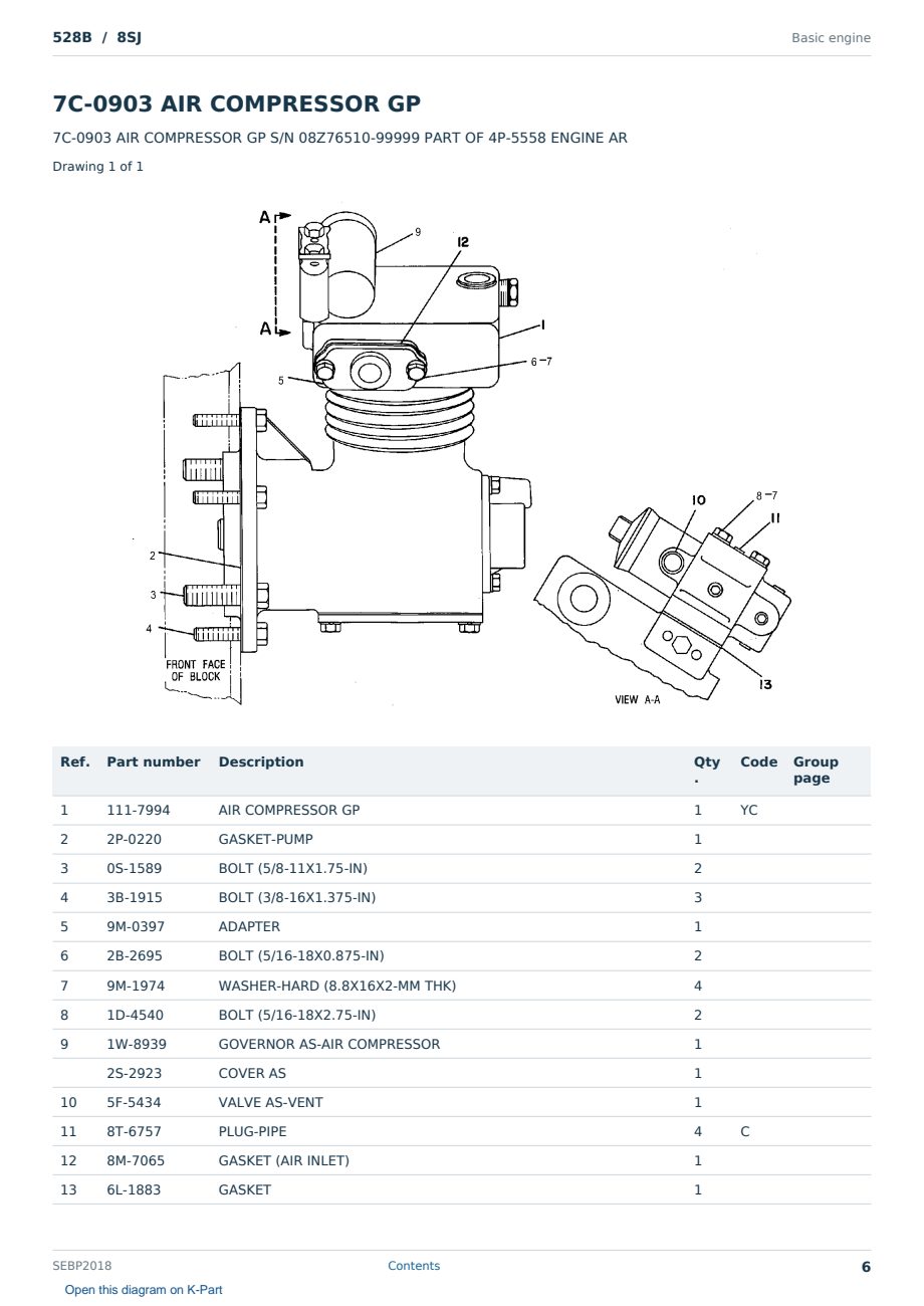 Caterpillar 528B S/N 8SJ Partsbook SEBP2018 (English) - sample page 6 of 10 Caterpillar 528B S/N 8SJ Partsbook SEBP2018 (English) - sample page 6 of 10