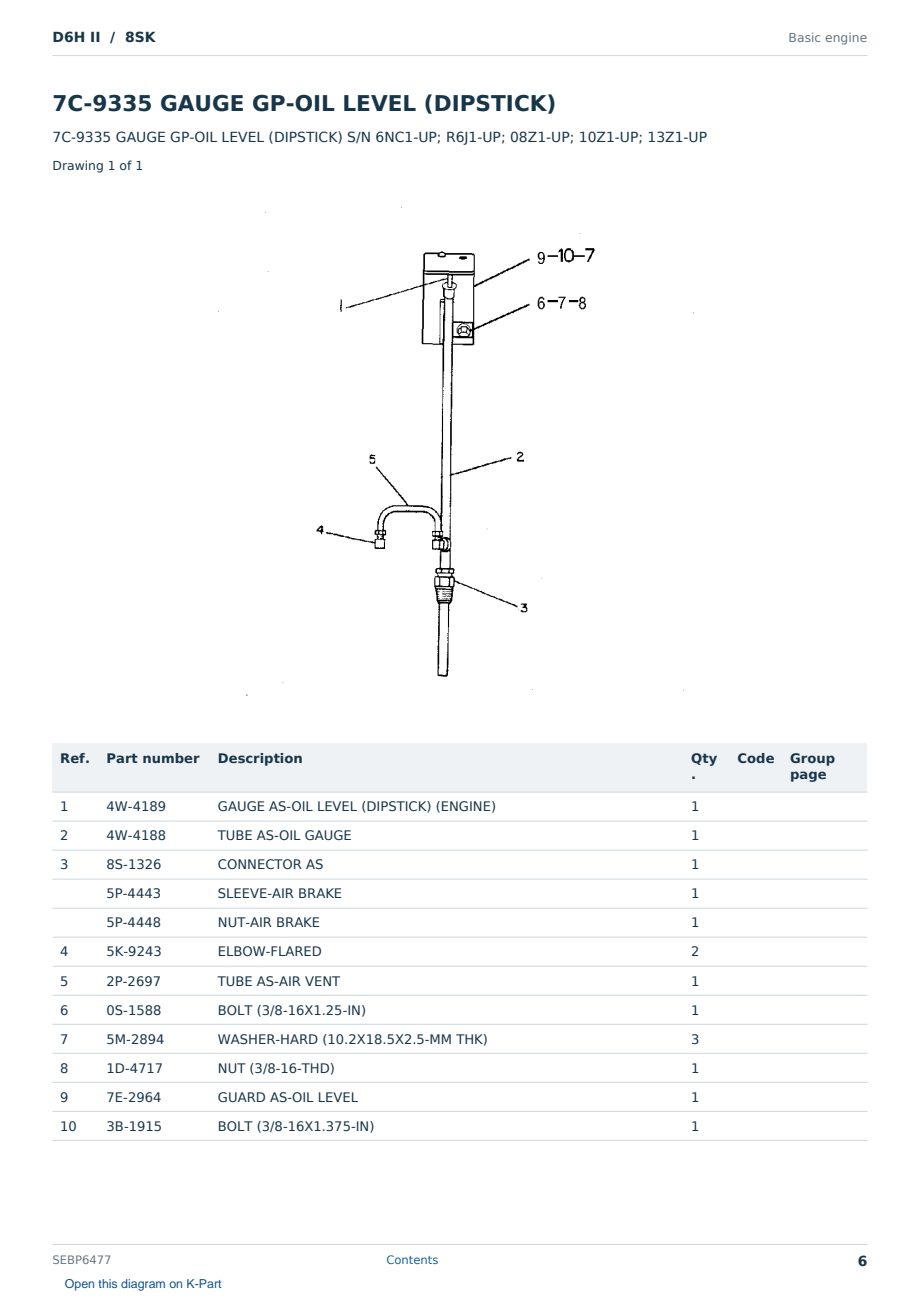 Caterpillar D6H II S/N 8SK Partsbook SEBP6477 (English) - sample page 6 of 10 Caterpillar D6H II S/N 8SK Partsbook SEBP6477 (English) - sample page 6 of 10
