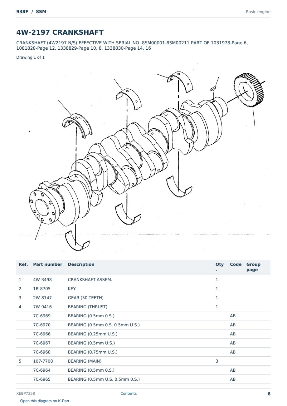 Caterpillar 938F S/N 8SM Partsbook XEBP7358 (English) - sample page 6 of 10 Caterpillar 938F S/N 8SM Partsbook XEBP7358 (English) - sample page 6 of 10