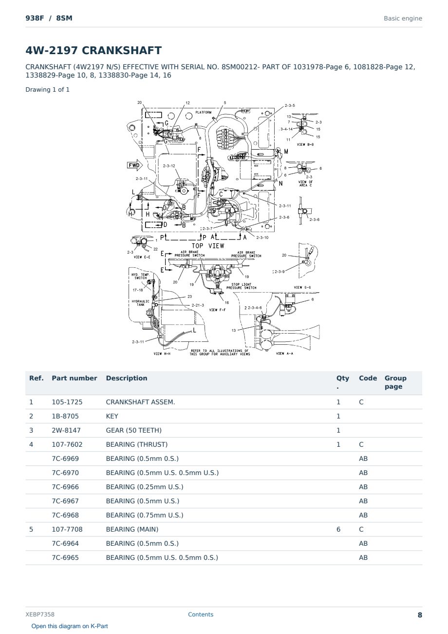 Caterpillar 938F S/N 8SM Partsbook XEBP7358 (English) - sample page 8 of 10 Caterpillar 938F S/N 8SM Partsbook XEBP7358 (English) - sample page 8 of 10