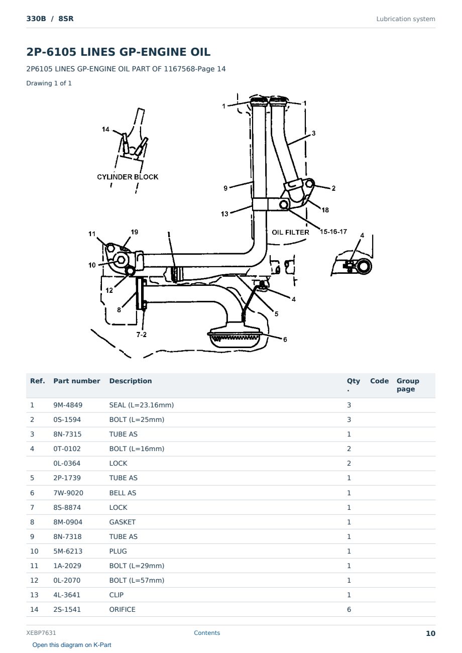 Caterpillar 330B S/N 8SR Partsbook XEBP7631 (English) - sample page 10 of 10 Caterpillar 330B S/N 8SR Partsbook XEBP7631 (English) - sample page 10 of 10