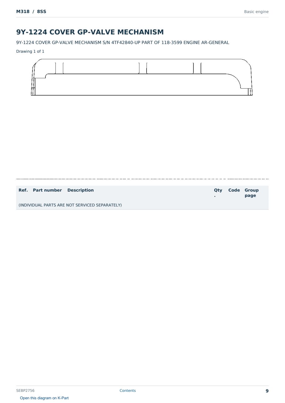 Caterpillar M318 S/N 8SS Partsbook SEBP2756 (English) - sample page 9 of 10 Caterpillar M318 S/N 8SS Partsbook SEBP2756 (English) - sample page 9 of 10