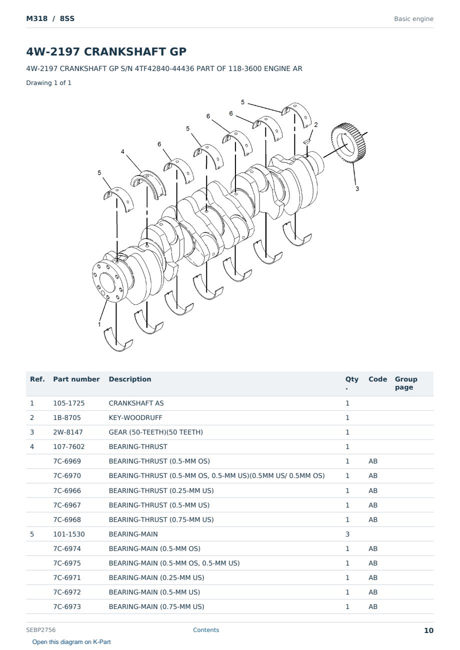 Caterpillar M318 S/N 8SS Partsbook SEBP2756 (English) - sample page 10 of 10 Caterpillar M318 S/N 8SS Partsbook SEBP2756 (English) - sample page 10 of 10