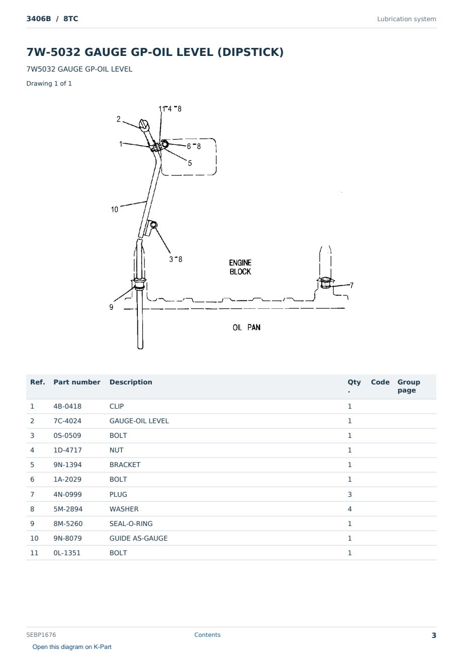 Caterpillar 3406B S/N 8TC Partsbook SEBP1676 (English) - sample page 3 of 10 Caterpillar 3406B S/N 8TC Partsbook SEBP1676 (English) - sample page 3 of 10