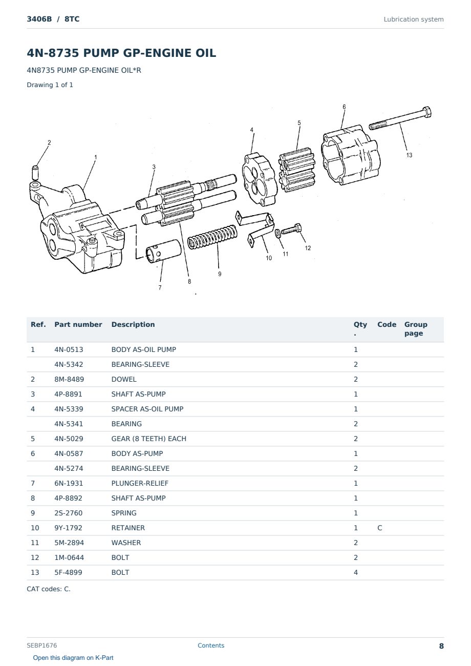 Caterpillar 3406B S/N 8TC Partsbook SEBP1676 (English) - sample page 8 of 10 Caterpillar 3406B S/N 8TC Partsbook SEBP1676 (English) - sample page 8 of 10