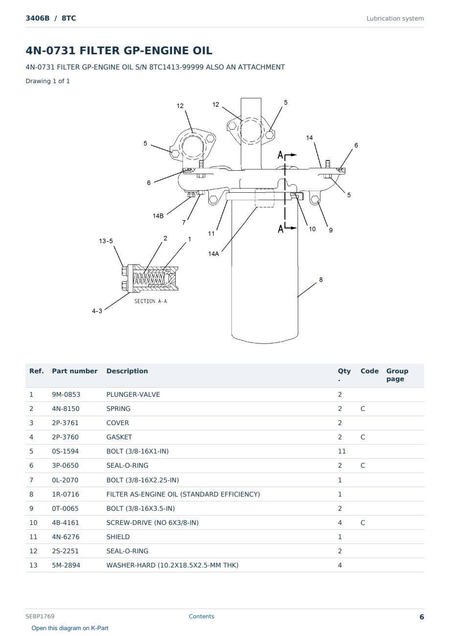 Caterpillar 3406B S/N 8TC Partsbook SEBP1769 (English) - sample page 6 of 10 Caterpillar 3406B S/N 8TC Partsbook SEBP1769 (English) - sample page 6 of 10