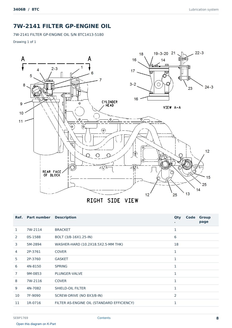 Caterpillar 3406B S/N 8TC Partsbook SEBP1769 (English) - sample page 8 of 10 Caterpillar 3406B S/N 8TC Partsbook SEBP1769 (English) - sample page 8 of 10