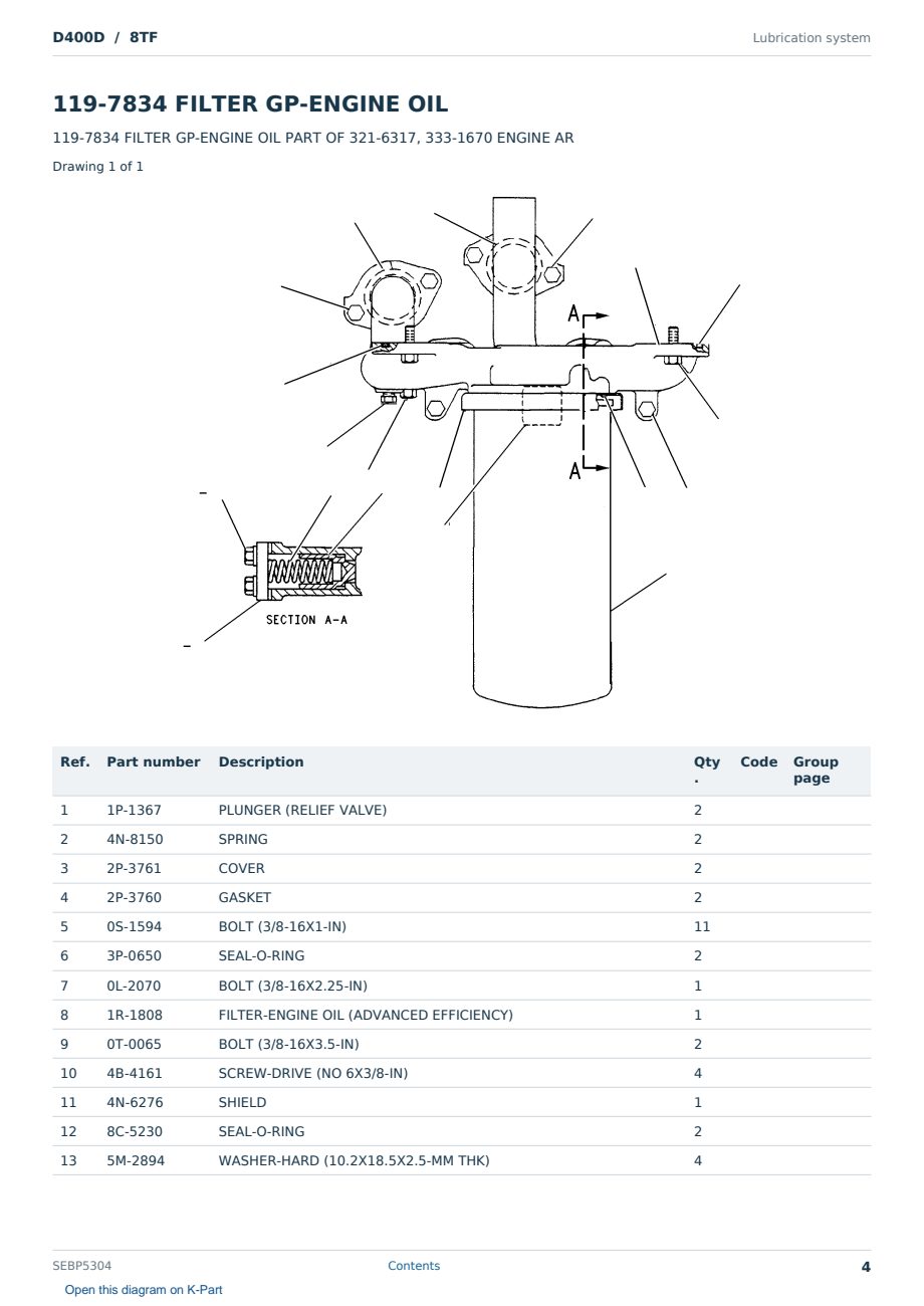 Caterpillar D400D S/N 8TF Partsbook SEBP5304 (English) - sample page 4 of 10 Caterpillar D400D S/N 8TF Partsbook SEBP5304 (English) - sample page 4 of 10