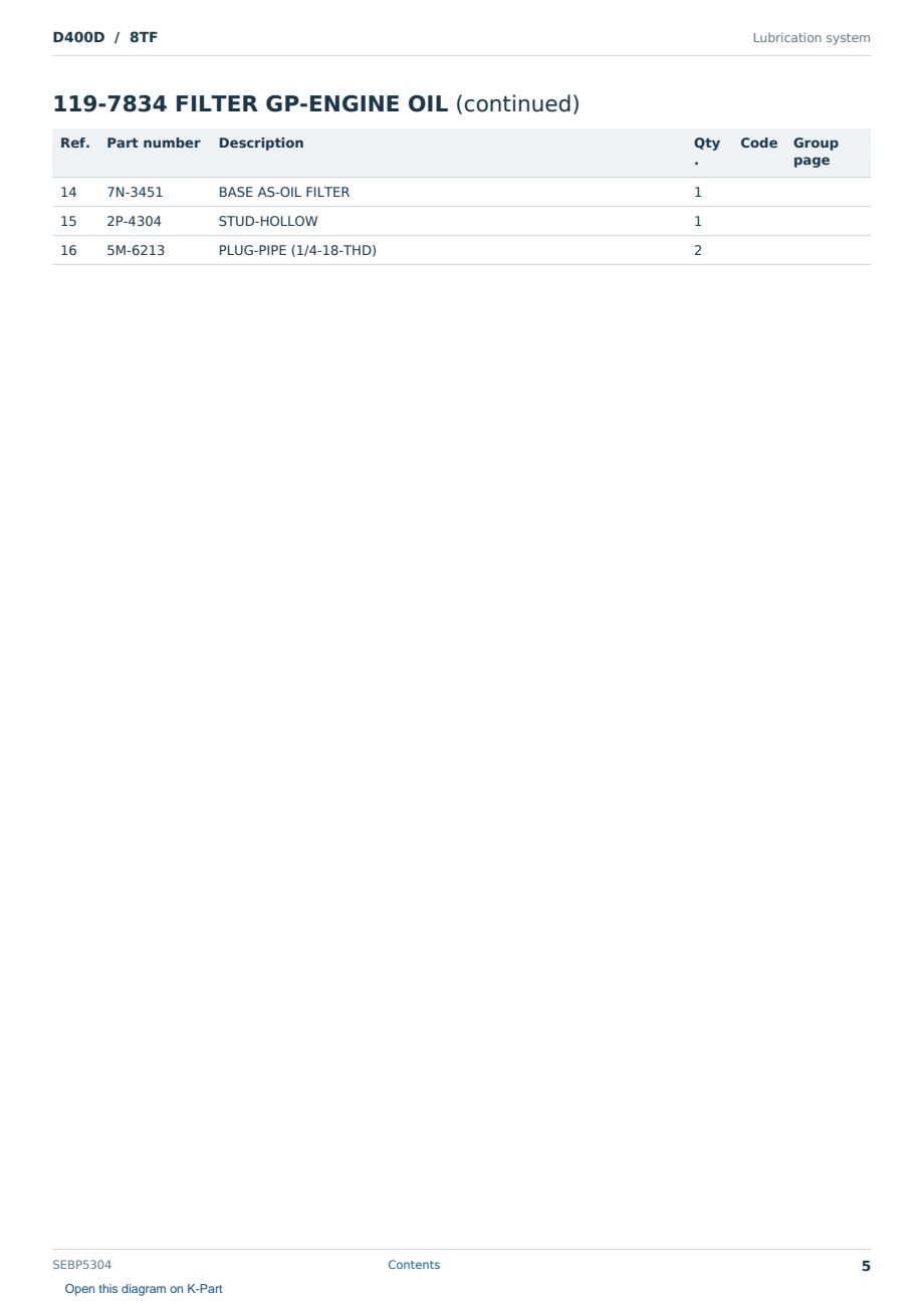 Caterpillar D400D S/N 8TF Partsbook SEBP5304 (English) - sample page 5 of 10 Caterpillar D400D S/N 8TF Partsbook SEBP5304 (English) - sample page 5 of 10
