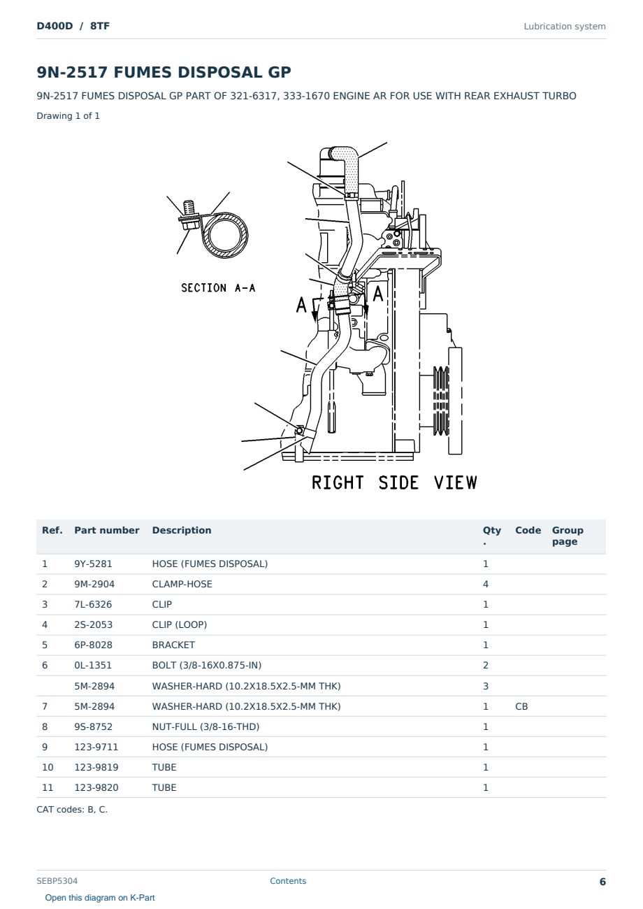 Caterpillar D400D S/N 8TF Partsbook SEBP5304 (English) - sample page 6 of 10 Caterpillar D400D S/N 8TF Partsbook SEBP5304 (English) - sample page 6 of 10