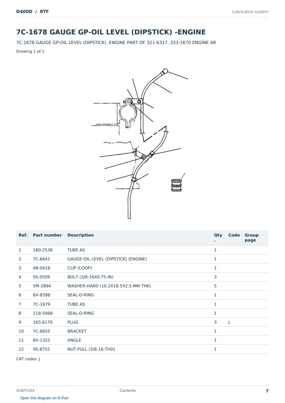 Caterpillar D400D S/N 8TF Partsbook SEBP5304 (English) - sample page 7 of 10 Caterpillar D400D S/N 8TF Partsbook SEBP5304 (English) - sample page 7 of 10