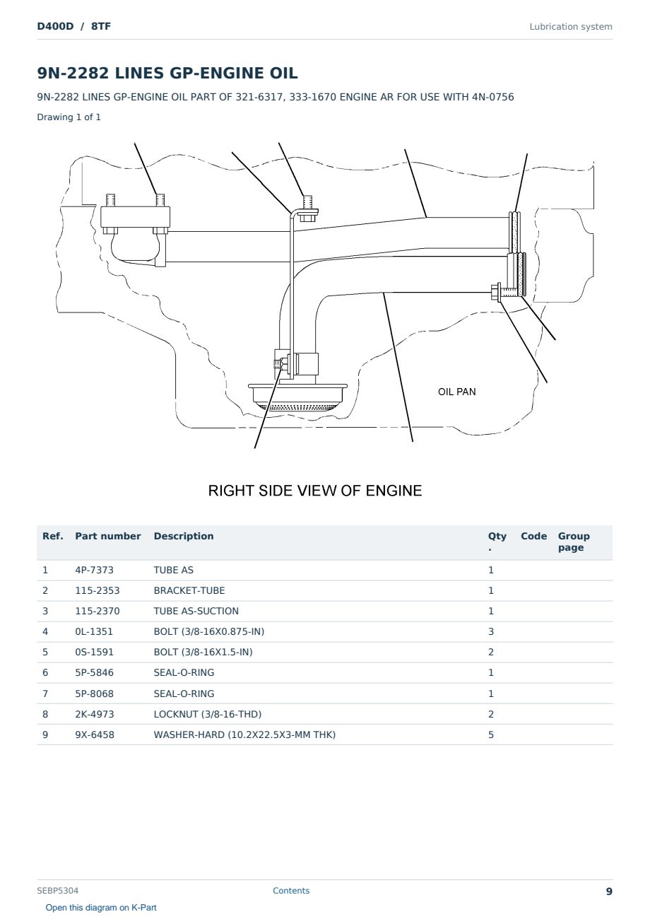 Caterpillar D400D S/N 8TF Partsbook SEBP5304 (English) - sample page 9 of 10 Caterpillar D400D S/N 8TF Partsbook SEBP5304 (English) - sample page 9 of 10