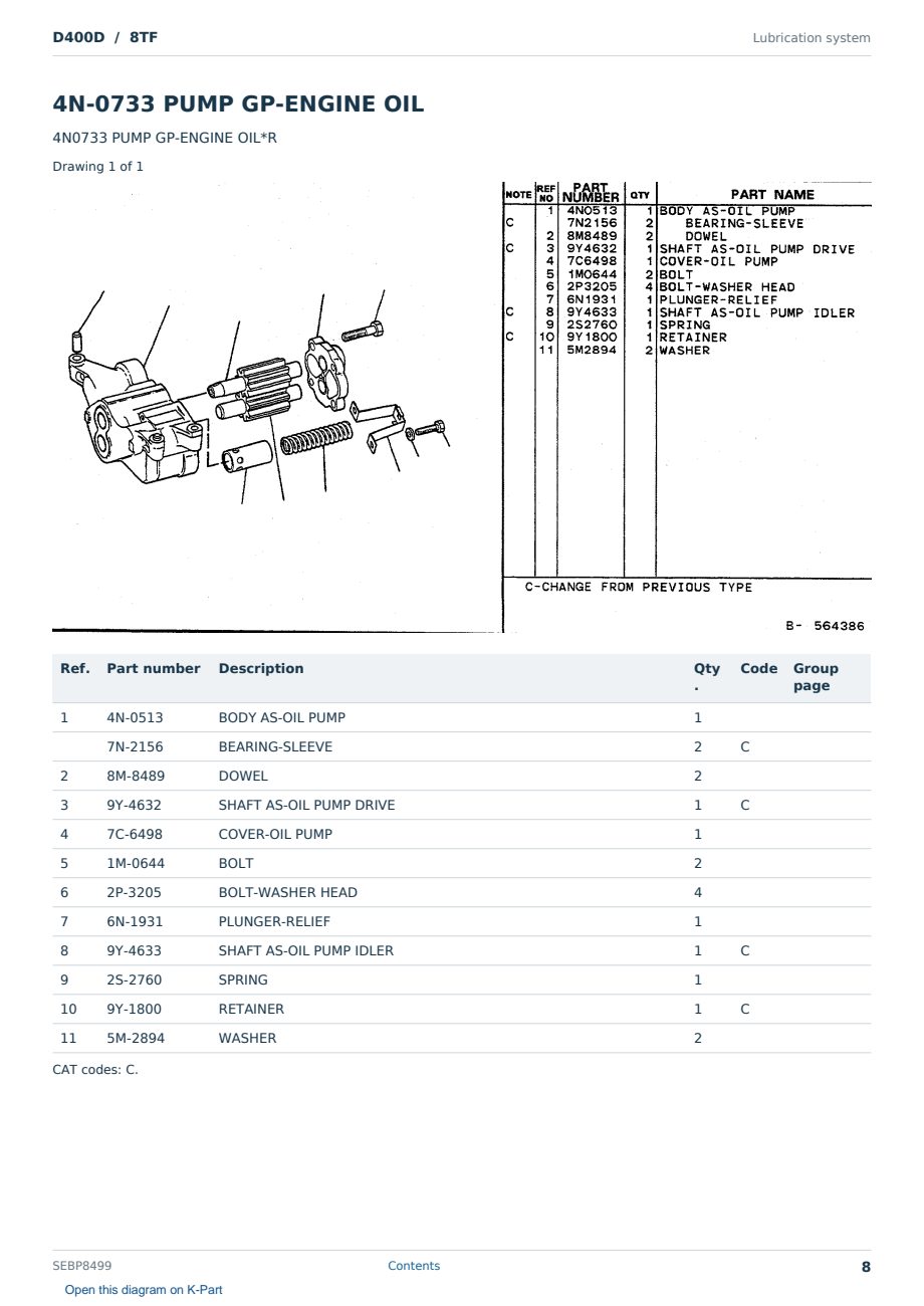 Caterpillar D400D S/N 8TF Partsbook SEBP8499 (English) - sample page 8 of 10 Caterpillar D400D S/N 8TF Partsbook SEBP8499 (English) - sample page 8 of 10