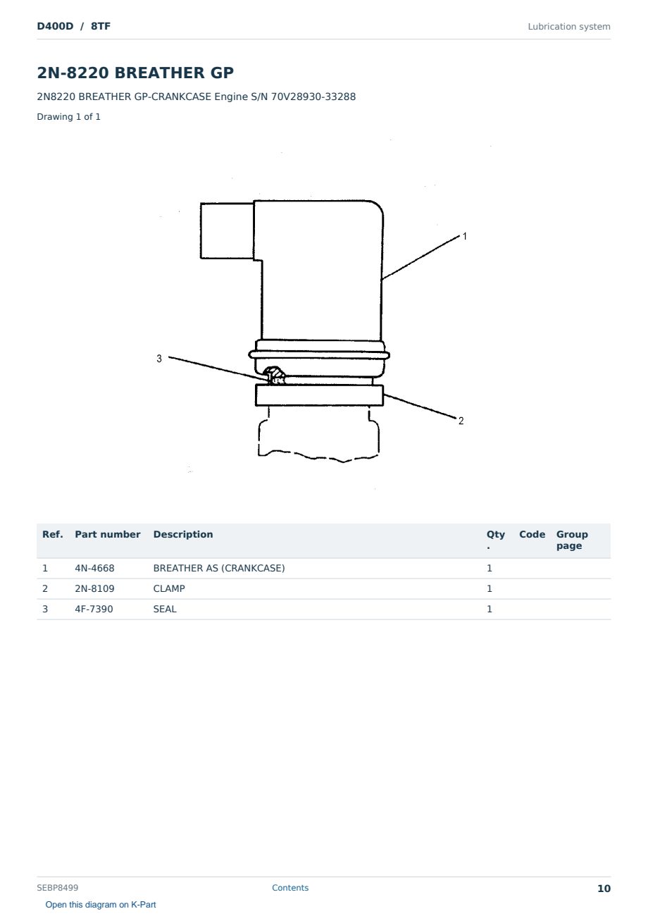 Caterpillar D400D S/N 8TF Partsbook SEBP8499 (English) - sample page 10 of 10 Caterpillar D400D S/N 8TF Partsbook SEBP8499 (English) - sample page 10 of 10