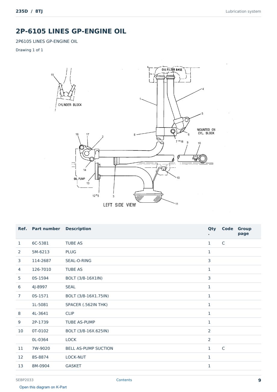 Caterpillar 235D S/N 8TJ Partsbook SEBP2033 (English) - sample page 9 of 10 Caterpillar 235D S/N 8TJ Partsbook SEBP2033 (English) - sample page 9 of 10