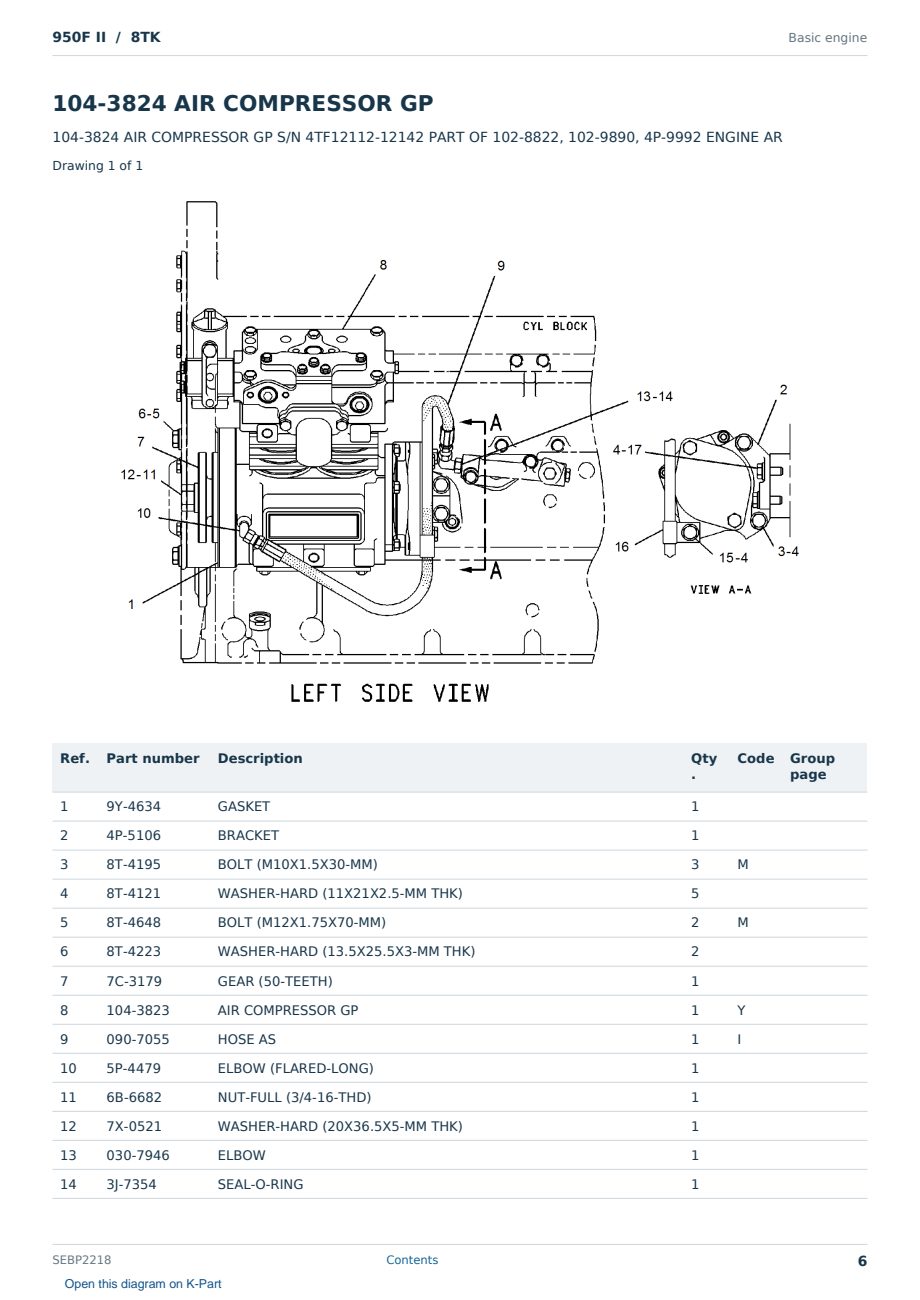 Caterpillar 950F II S/N 8TK Partsbook SEBP2218 (English) - sample page 6 of 10 Caterpillar 950F II S/N 8TK Partsbook SEBP2218 (English) - sample page 6 of 10
