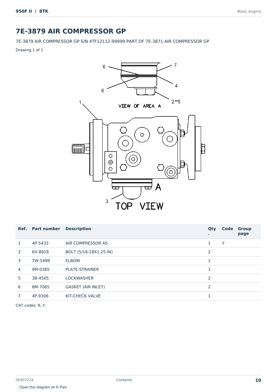 Caterpillar 950F II S/N 8TK Partsbook SEBP2218 (English) - sample page 10 of 10 Caterpillar 950F II S/N 8TK Partsbook SEBP2218 (English) - sample page 10 of 10
