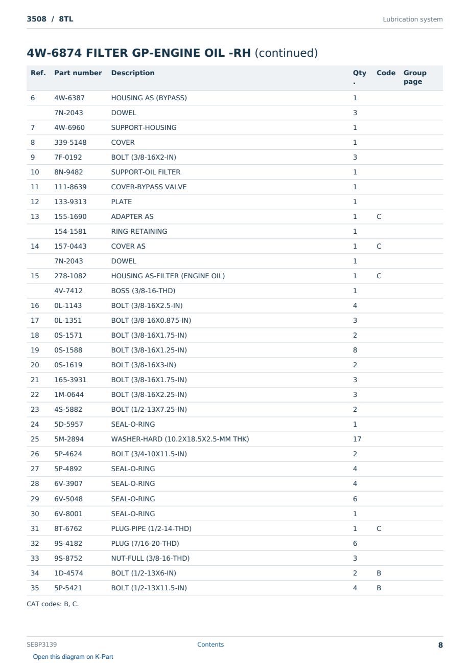 Caterpillar 3508 S/N 8TL Partsbook SEBP3139 (English) - sample page 8 of 10 Caterpillar 3508 S/N 8TL Partsbook SEBP3139 (English) - sample page 8 of 10