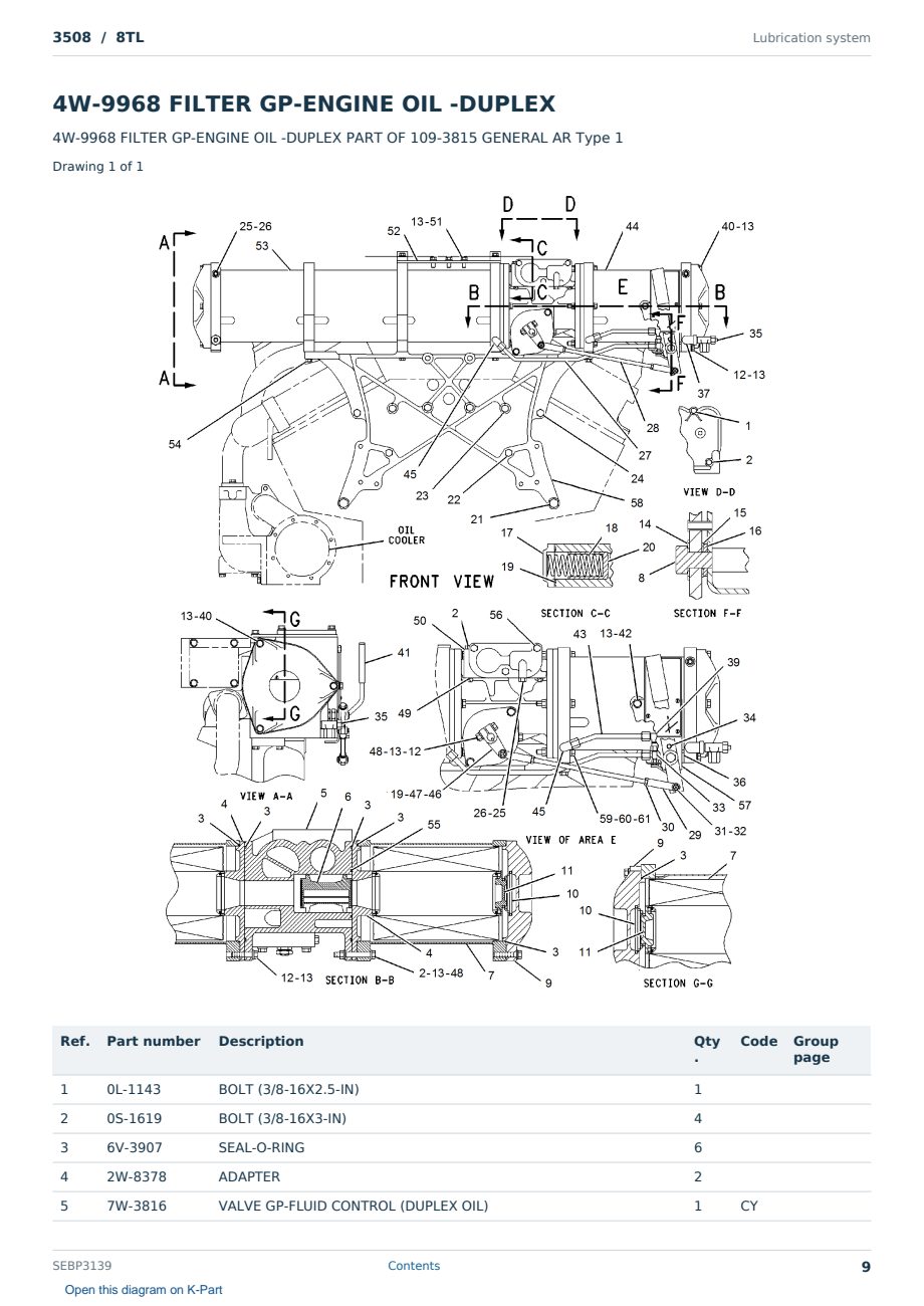 Caterpillar 3508 S/N 8TL Partsbook SEBP3139 (English) - sample page 9 of 10 Caterpillar 3508 S/N 8TL Partsbook SEBP3139 (English) - sample page 9 of 10