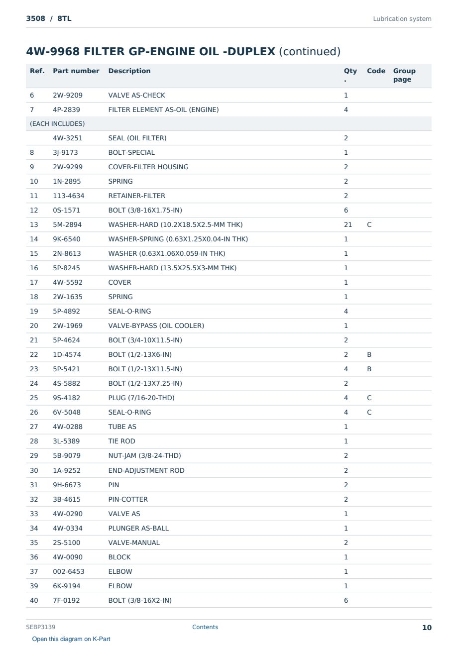 Caterpillar 3508 S/N 8TL Partsbook SEBP3139 (English) - sample page 10 of 10 Caterpillar 3508 S/N 8TL Partsbook SEBP3139 (English) - sample page 10 of 10