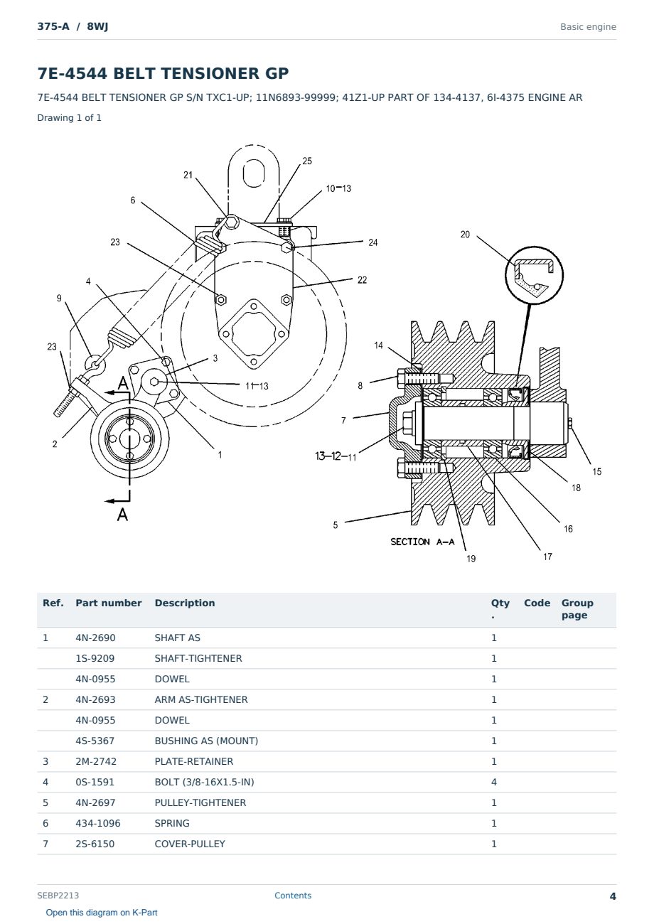 Caterpillar 375-A S/N 8WJ Partsbook SEBP2213 (English) - sample page 4 of 10 Caterpillar 375-A S/N 8WJ Partsbook SEBP2213 (English) - sample page 4 of 10