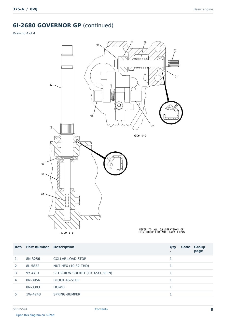 Caterpillar 375-A S/N 8WJ Partsbook SEBP5594 (English) - sample page 8 of 10 Caterpillar 375-A S/N 8WJ Partsbook SEBP5594 (English) - sample page 8 of 10