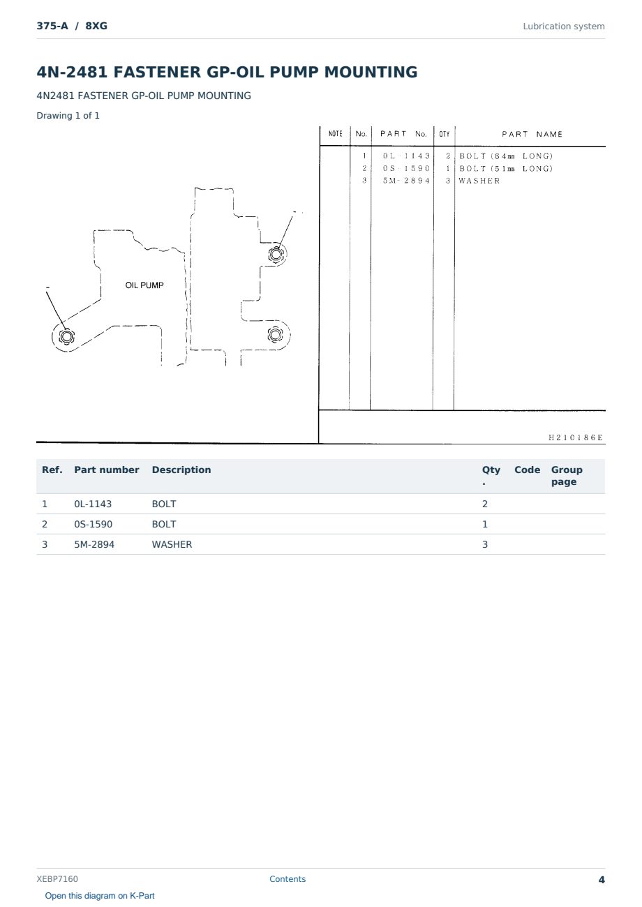Caterpillar 375-A S/N 8XG Partsbook XEBP7160 (English) - sample page 4 of 10 Caterpillar 375-A S/N 8XG Partsbook XEBP7160 (English) - sample page 4 of 10