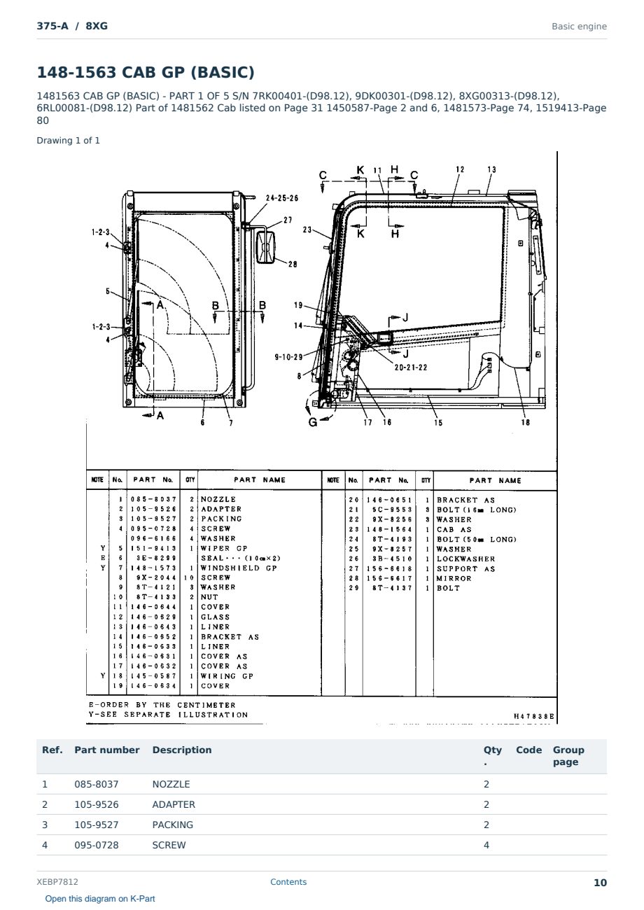 Caterpillar 375-A S/N 8XG Partsbook XEBP7812 (English) - sample page 10 of 10 Caterpillar 375-A S/N 8XG Partsbook XEBP7812 (English) - sample page 10 of 10