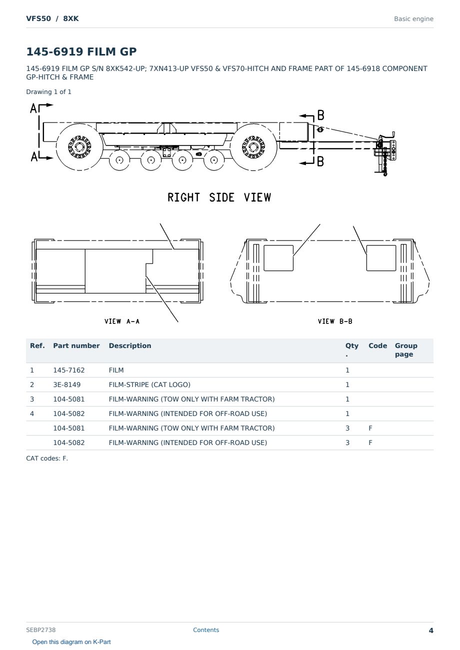 Caterpillar VFS50 S/N 8XK Partsbook SEBP2738 (English) - sample page 4 of 10 Caterpillar VFS50 S/N 8XK Partsbook SEBP2738 (English) - sample page 4 of 10