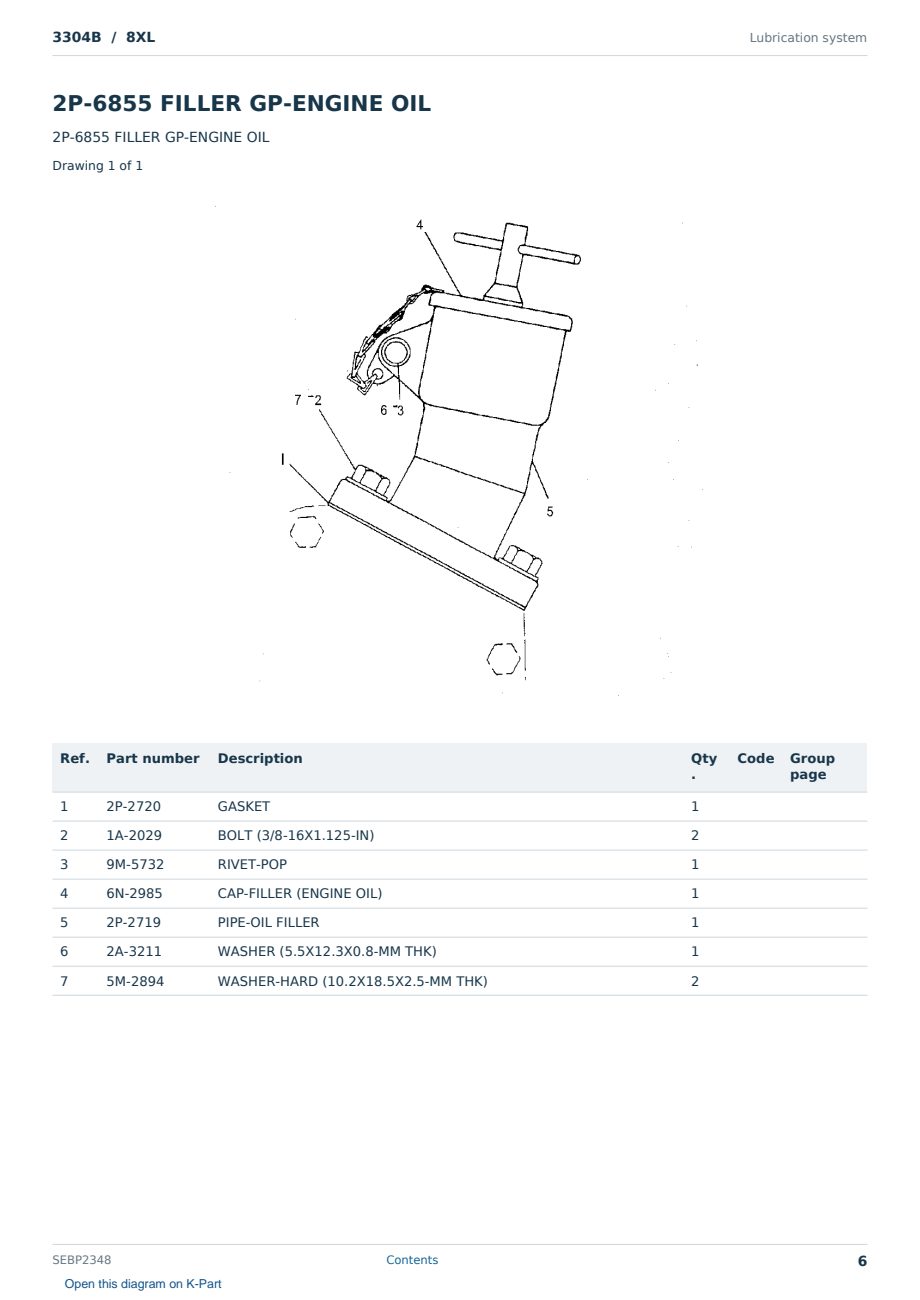 Caterpillar 3304B S/N 8XL Partsbook SEBP2348 (English) - sample page 6 of 10 Caterpillar 3304B S/N 8XL Partsbook SEBP2348 (English) - sample page 6 of 10