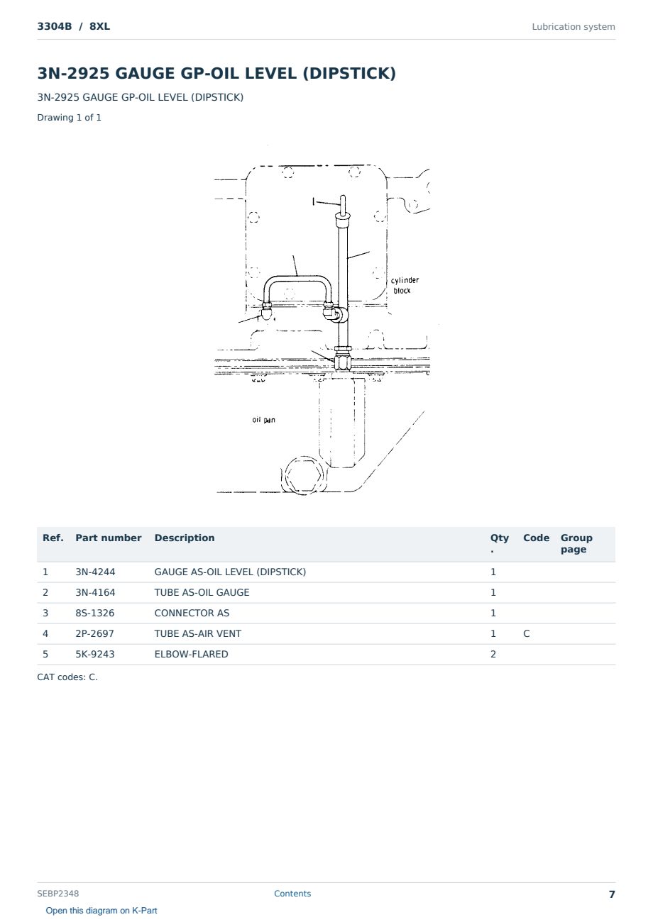 Caterpillar 3304B S/N 8XL Partsbook SEBP2348 (English) - sample page 7 of 10 Caterpillar 3304B S/N 8XL Partsbook SEBP2348 (English) - sample page 7 of 10