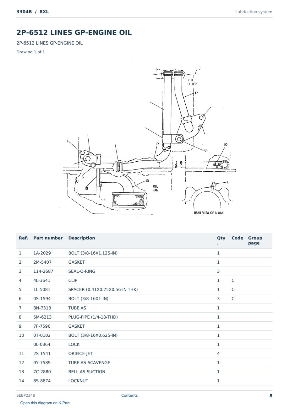 Caterpillar 3304B S/N 8XL Partsbook SEBP2348 (English) - sample page 8 of 10 Caterpillar 3304B S/N 8XL Partsbook SEBP2348 (English) - sample page 8 of 10