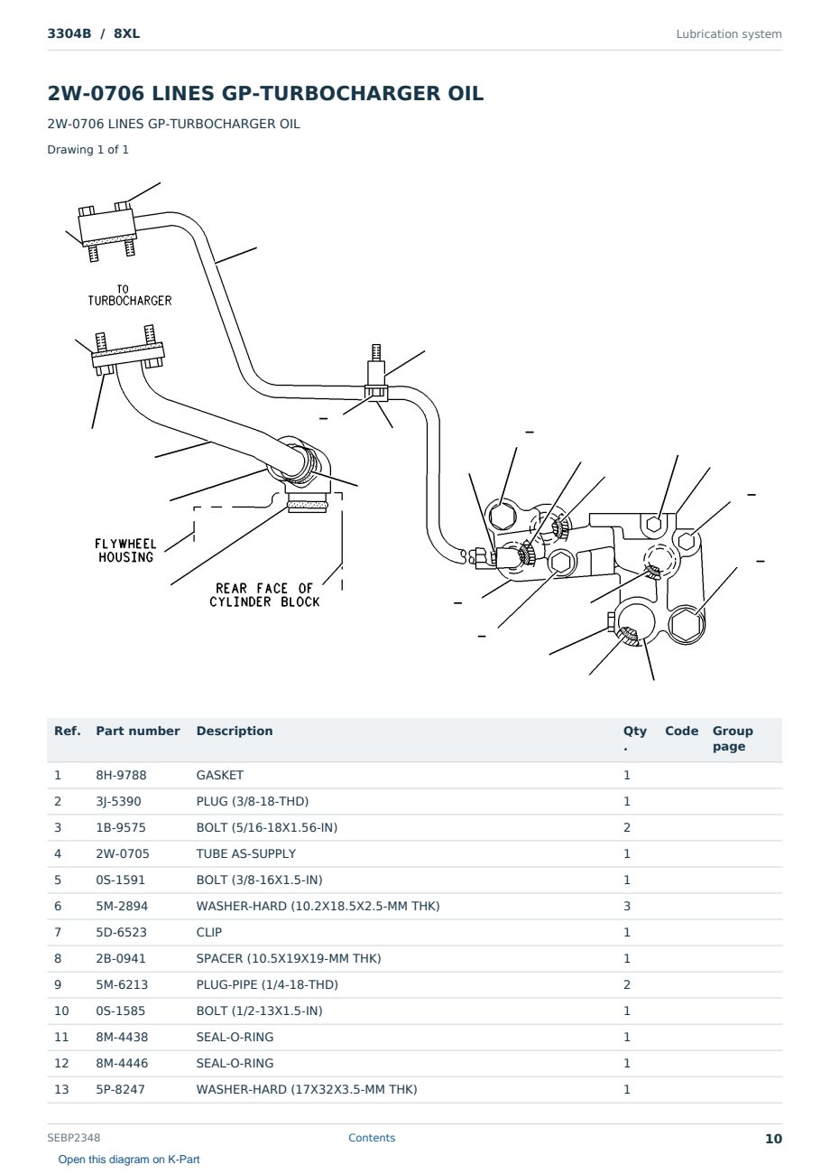 Caterpillar 3304B S/N 8XL Partsbook SEBP2348 (English) - sample page 10 of 10 Caterpillar 3304B S/N 8XL Partsbook SEBP2348 (English) - sample page 10 of 10