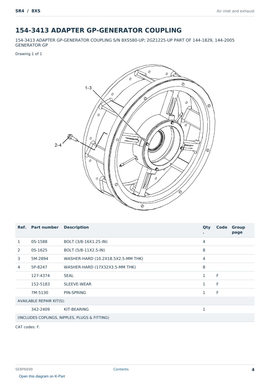 Caterpillar SR4 S/N 8XS Partsbook SEBP6699 (English) - sample page 4 of 10 Caterpillar SR4 S/N 8XS Partsbook SEBP6699 (English) - sample page 4 of 10