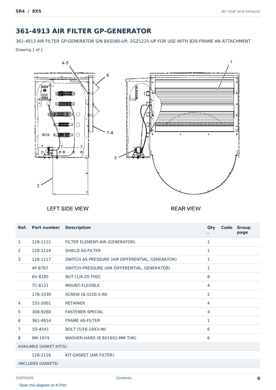 Caterpillar SR4 S/N 8XS Partsbook SEBP6699 (English) - sample page 6 of 10 Caterpillar SR4 S/N 8XS Partsbook SEBP6699 (English) - sample page 6 of 10