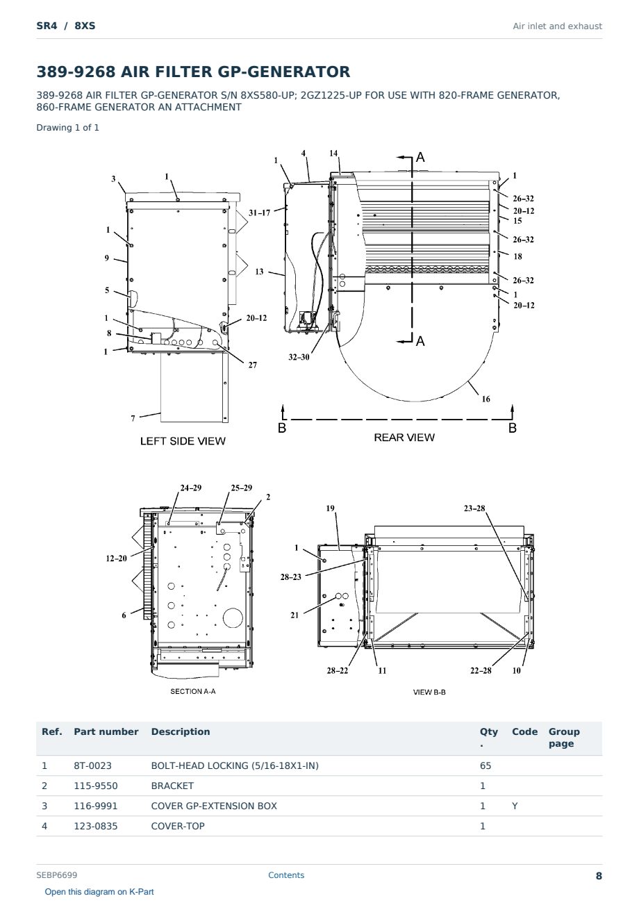 Caterpillar SR4 S/N 8XS Partsbook SEBP6699 (English) - sample page 8 of 10 Caterpillar SR4 S/N 8XS Partsbook SEBP6699 (English) - sample page 8 of 10