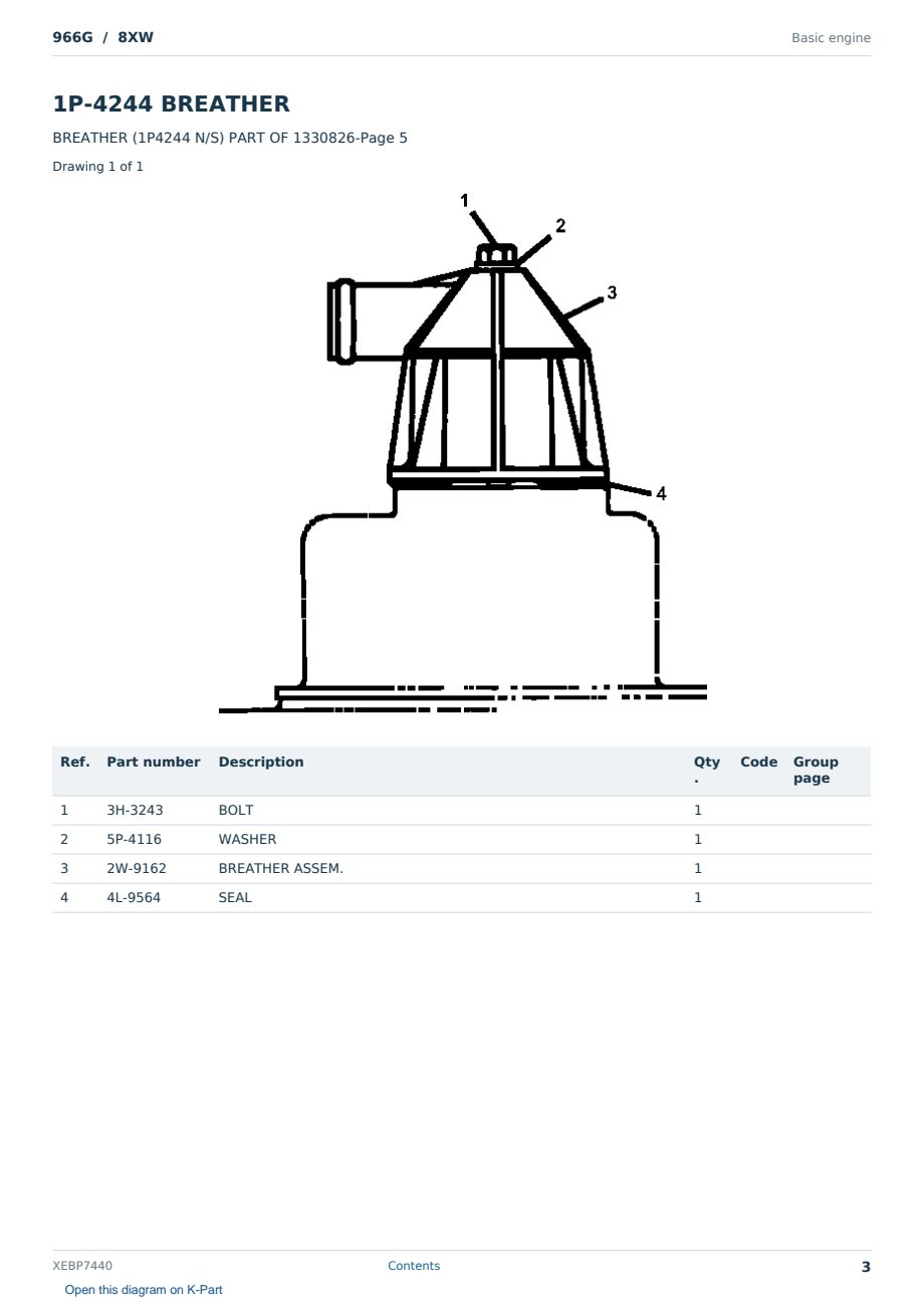Caterpillar 966G S/N 8XW Partsbook XEBP7440 (English) - sample page 3 of 10 Caterpillar 966G S/N 8XW Partsbook XEBP7440 (English) - sample page 3 of 10