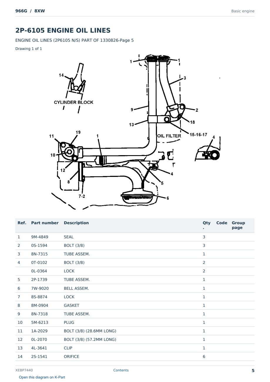 Caterpillar 966G S/N 8XW Partsbook XEBP7440 (English) - sample page 5 of 10 Caterpillar 966G S/N 8XW Partsbook XEBP7440 (English) - sample page 5 of 10