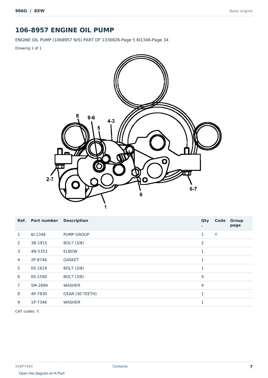 Caterpillar 966G S/N 8XW Partsbook XEBP7440 (English) - sample page 7 of 10 Caterpillar 966G S/N 8XW Partsbook XEBP7440 (English) - sample page 7 of 10