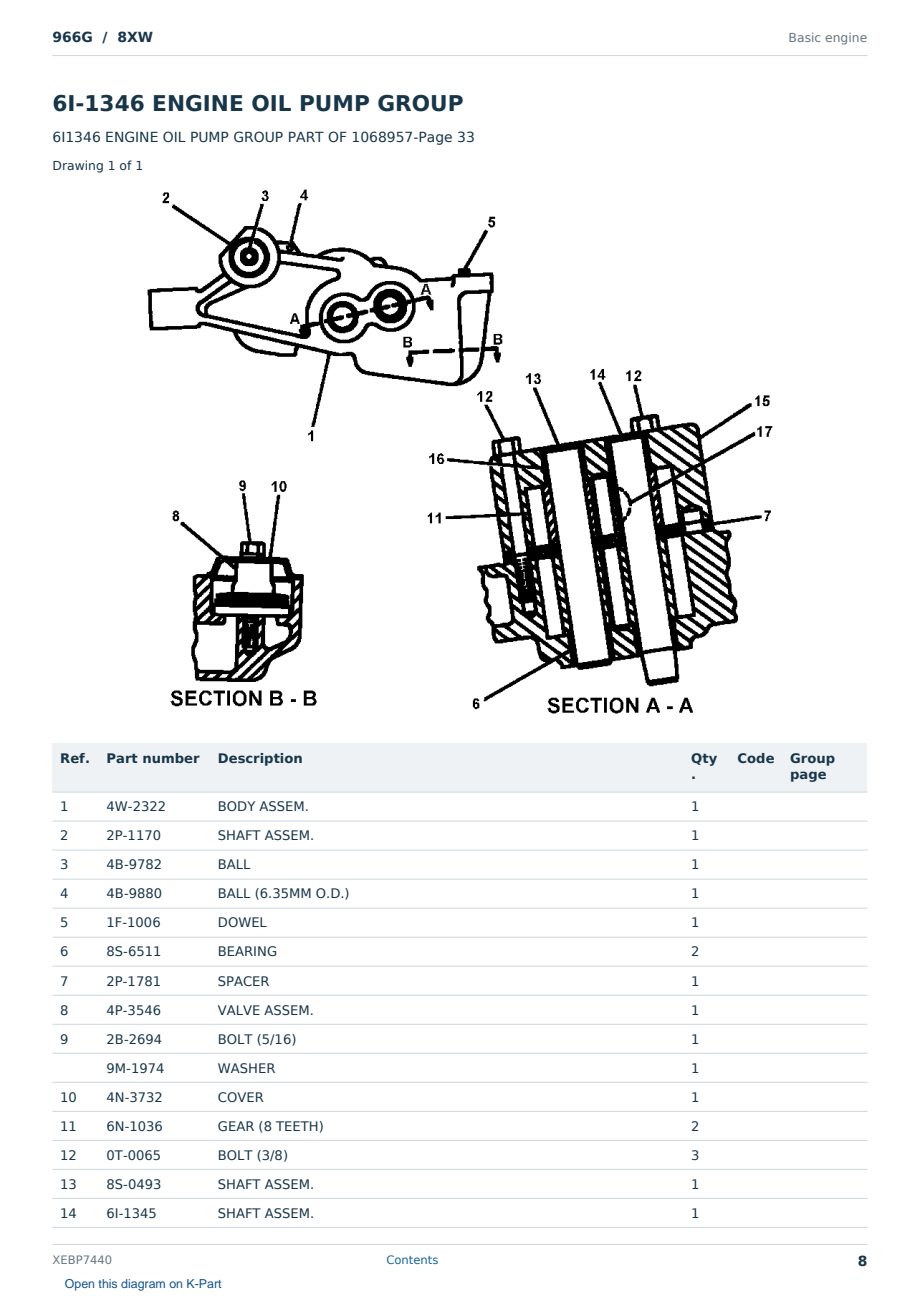 Caterpillar 966G S/N 8XW Partsbook XEBP7440 (English) - sample page 8 of 10 Caterpillar 966G S/N 8XW Partsbook XEBP7440 (English) - sample page 8 of 10