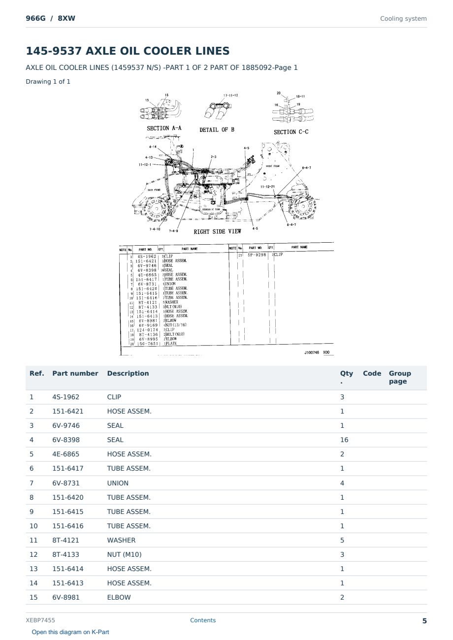Caterpillar 966G S/N 8XW Partsbook XEBP7455 (English) - sample page 5 of 10 Caterpillar 966G S/N 8XW Partsbook XEBP7455 (English) - sample page 5 of 10