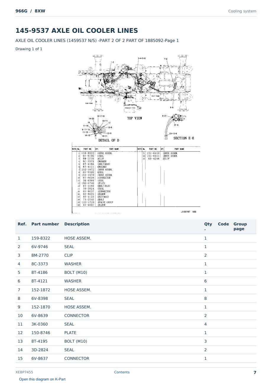Caterpillar 966G S/N 8XW Partsbook XEBP7455 (English) - sample page 7 of 10 Caterpillar 966G S/N 8XW Partsbook XEBP7455 (English) - sample page 7 of 10