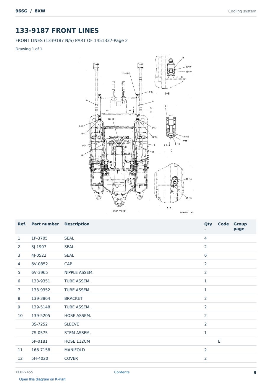 Caterpillar 966G S/N 8XW Partsbook XEBP7455 (English) - sample page 9 of 10 Caterpillar 966G S/N 8XW Partsbook XEBP7455 (English) - sample page 9 of 10