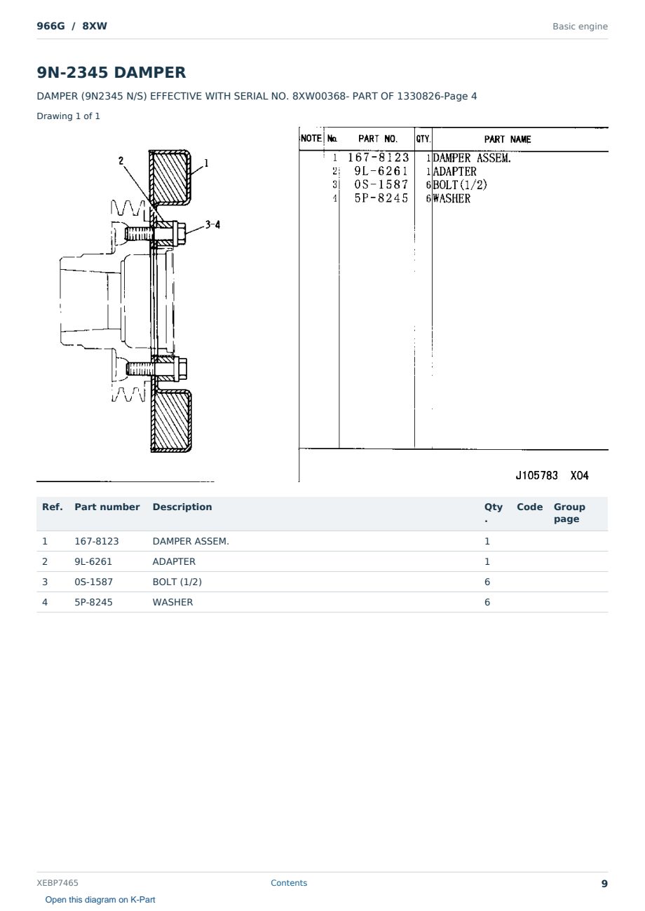 Caterpillar 966G S/N 8XW Partsbook XEBP7465 (English) - sample page 9 of 10 Caterpillar 966G S/N 8XW Partsbook XEBP7465 (English) - sample page 9 of 10